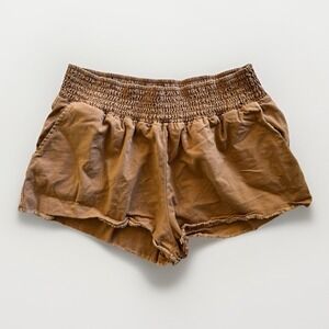 Wild Fable Women High-Rise Shorts XXL Woven Pull-On Cognac Brown Elastic Waist